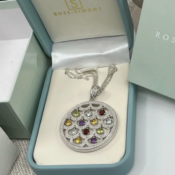 Ross-Simons Sterling Silver Multi-Gemstone Necklace – Vintage Statement Piece - Picture 10 of 17